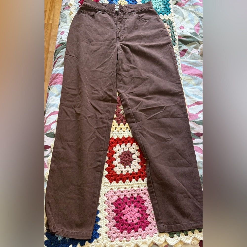 Vintage Brown Straight-Leg Pants